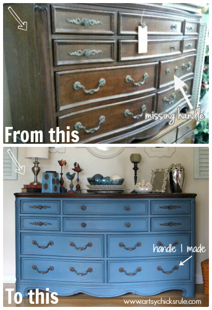 Aubusson Blue Dresser Plus Missing Handle I Made to Match