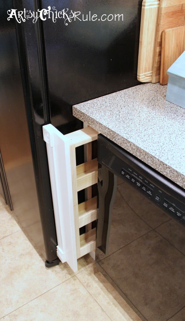 Kitchen Cabinet DIY pullout - artsychicksrule.com #chalkpaint #kitchenmakeover #kitchen