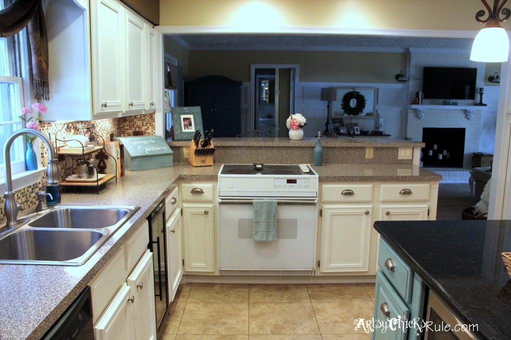 Kitchen Cabinet Makeover with Chalk Paint  - artsychicksrule.com #chalkpaint #kitchenmakeover #kitchen