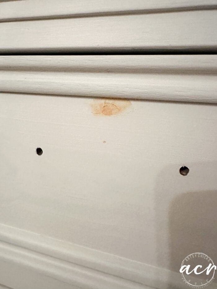 filling in hole on drawer front