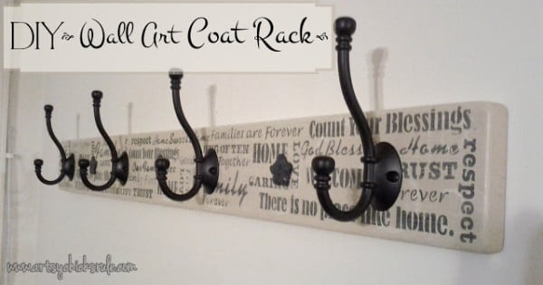 Wall Art Coat Rack - DIY - on wall - artsychicksrule.com #coatrack #diy #wallart