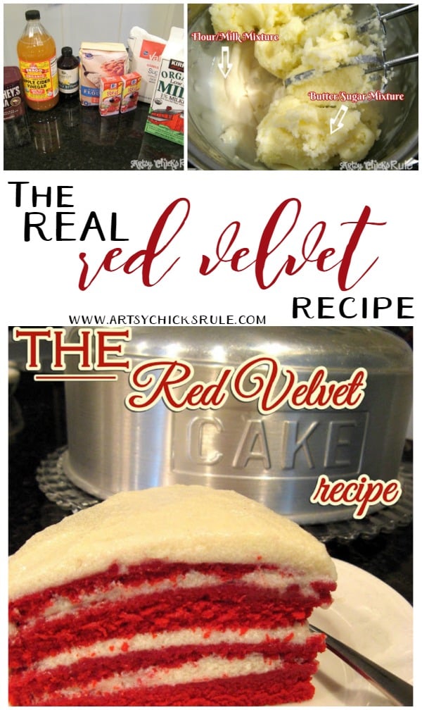 This is a MUST try!! Not like everything else out there!! LOVE this one! The REAL Red Velvet Cake Recipe (the secrets in the frosting!) artsychicksrule.com #redvelvet #redvelvetcake