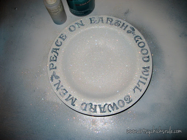 Ugly Thrift Store Find To Gorgeous, Glittery Holiday Platter- Artsy Chicks Rule