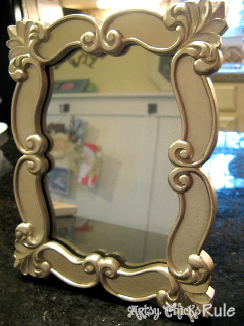 Looking Glass Spray Paint -Glass Picture Frame Turned to Mirror-Artsy Chicks Rule