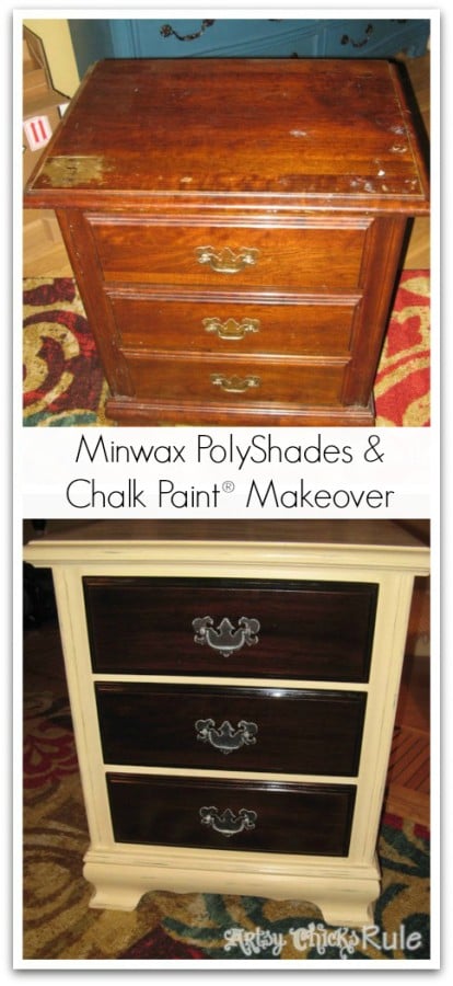 Dresser-before-and-after-Minwax-Polyshades-and-Annie-Sloan-Chalk-Paint- artsychicksrule.com #polyshades #chalkpaint #updatewood