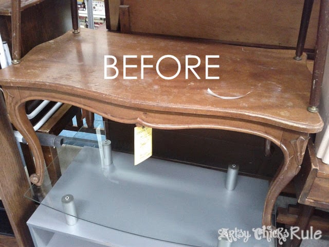 Makeover with PolyShades & Chalk Paint!! Old Thrift Store Coffee Table artsychicksrule.com #polyshades #chalkpaint #updatewood