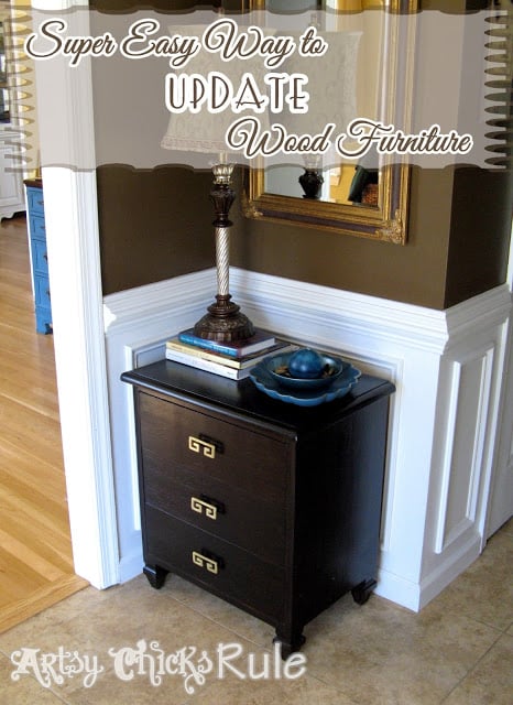 Super Easy Way to Transform & Update Wood Stained Furniture- artsychicksrule.com #polyshades #chalkpaint #updatewood