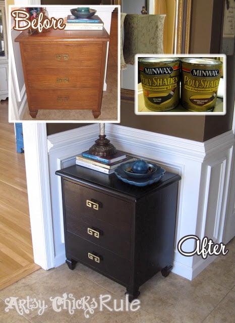 Super Easy Way to Transform & Update Wood Stained Furniture artsychicksrule.com #polyshades #chalkpaint #updatewood