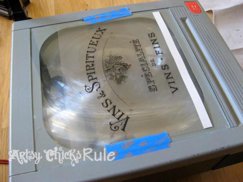 overhead projector with graphics on it