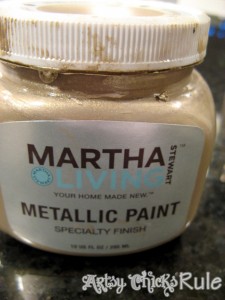 Turquoise & Gold Metallic Side Table - Martha Stewart Paint - Chalk Paint - artsychicksrule.com #metallic #furniture #makeover #chalkpaint