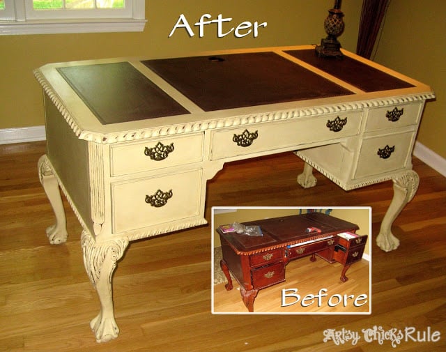 Thrifted desk makeover with Rustoleum chalk paint. - The Collected House