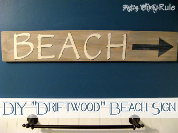 Faux Driftwood Beach Sign Tutorial - artsychicksrule.com #beachsign #fauxdriftwood #driftwoodfinish #diybeachsign