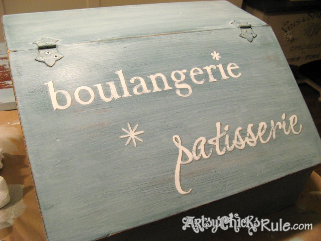 Bread Box Makeover Before-After Tutorial / Miss Mustard Seed Milk Paint artsychicksrule.com #breadboxmakeover #breadbox #milkpaint #frenchgraphics