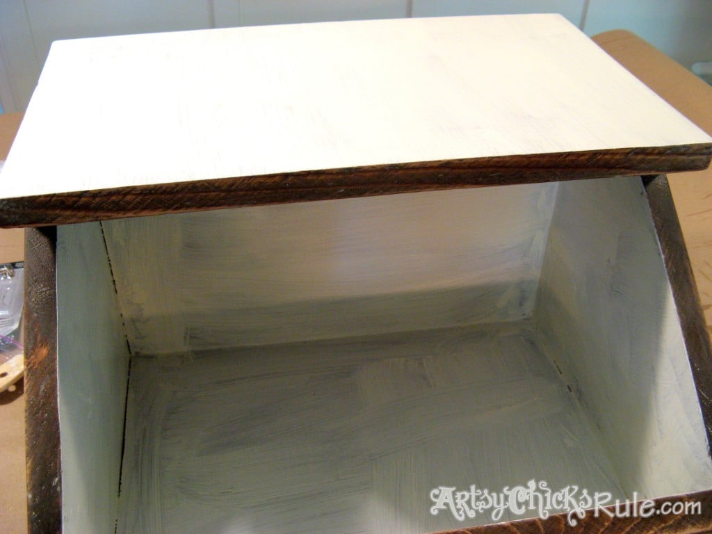 Bread Box Makeover - Old White Chalk Paint Inside