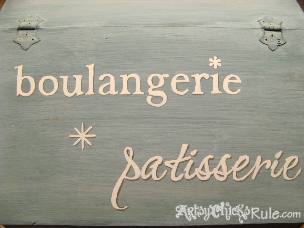 Bread Box Makeover Before-After Tutorial / Miss Mustard Seed Milk Paint artsychicksrule.com #breadboxmakeover #breadbox #milkpaint #frenchgraphics