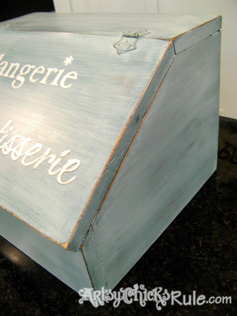 Bread Box Makeover Before-After Tutorial / Miss Mustard Seed Milk Paint artsychicksrule.com #breadboxmakeover #breadbox #milkpaint #frenchgraphics