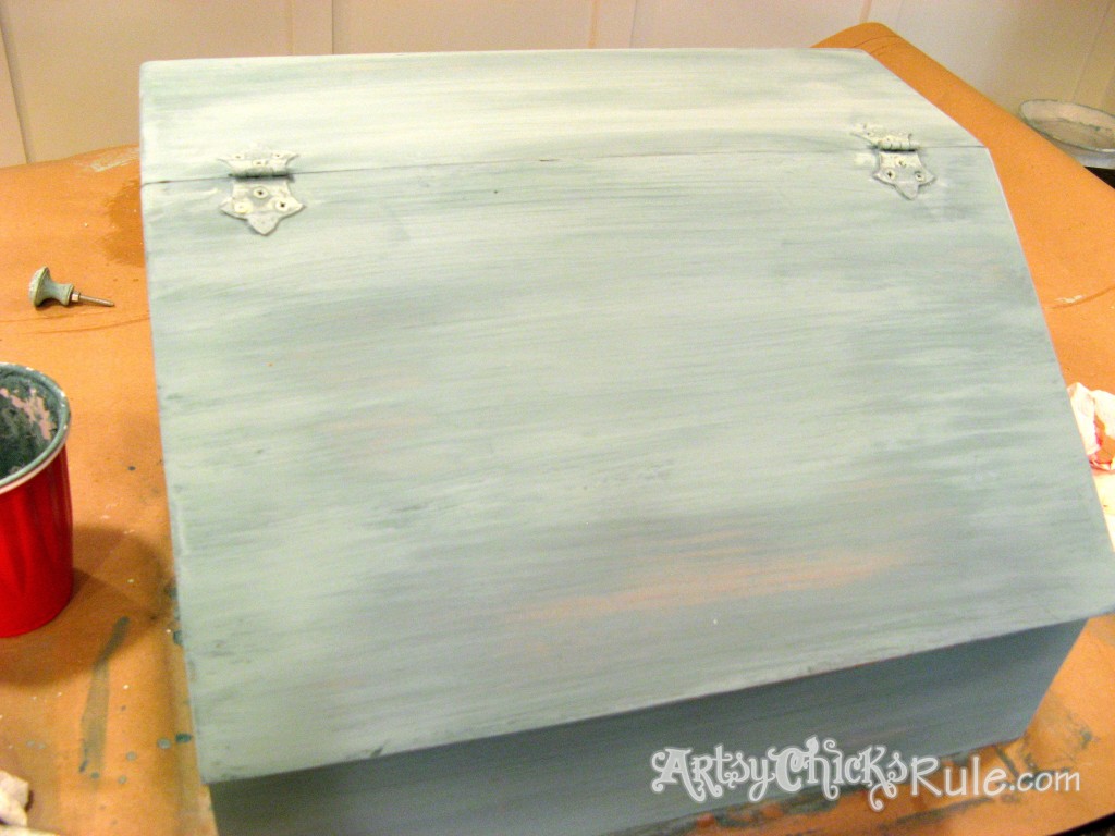 Bread Box Makeover Before-After Tutorial / Miss Mustard Seed Milk Paint artsychicksrule.com #breadboxmakeover #breadbox #milkpaint #frenchgraphics