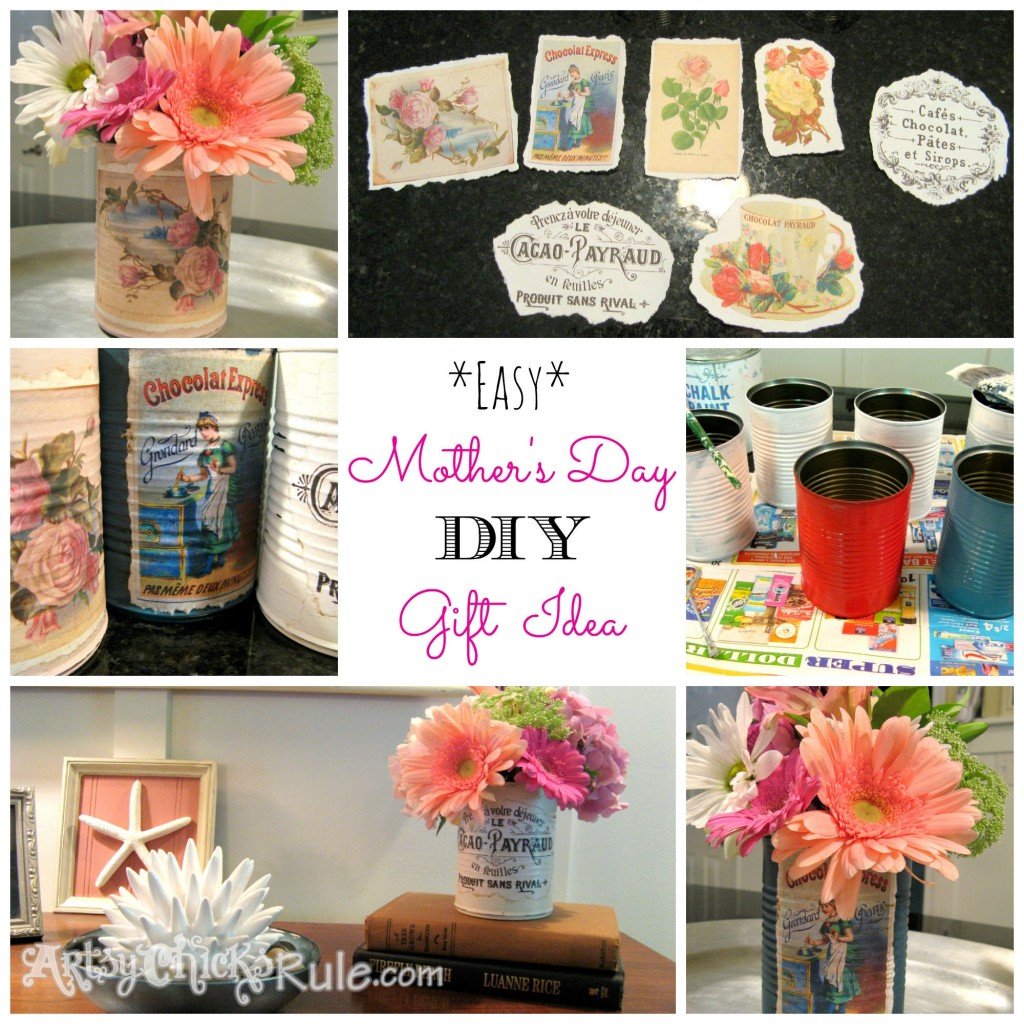 DIY Decorative Can Craft Collage - Mother's Day Craft Idea