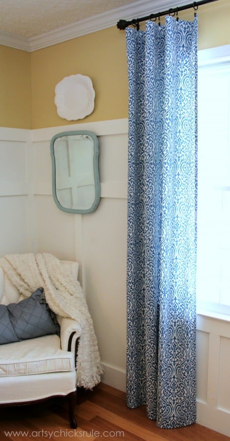 No Sew Curtain Panels - Inexpensive and Easy - artsychicksrule.com #nosew #nosewcurtains #diycurtains