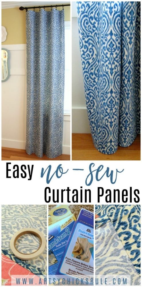 No Sew Curtain Panels - Inexpensive and Easy - artsychicksrule.com #nosew #nosewcurtains #diycurtains