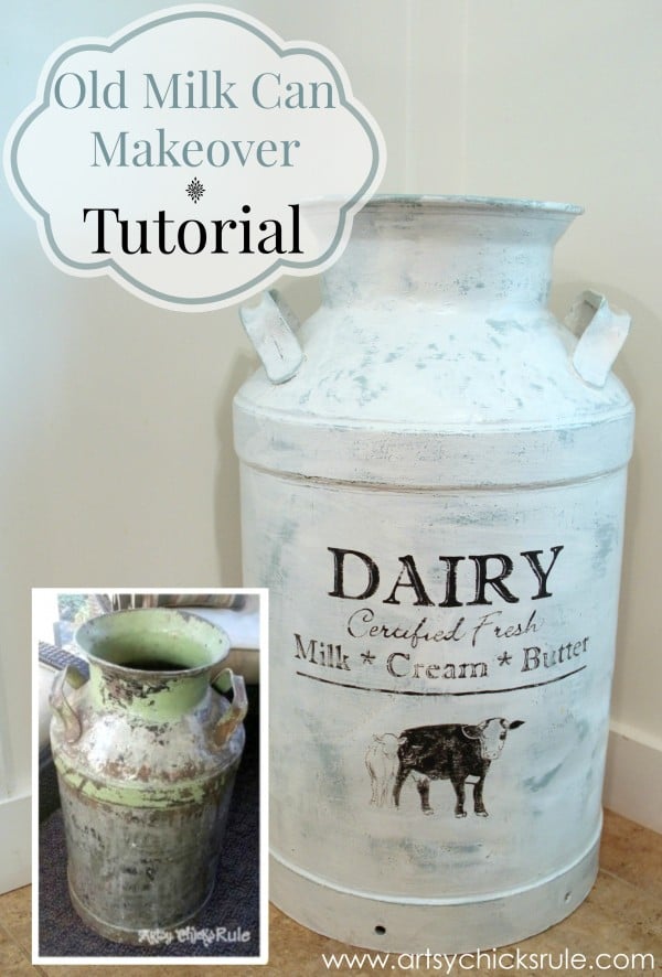 Old Milk Can Makeover - artsychicksrule.com #milkcan #diy