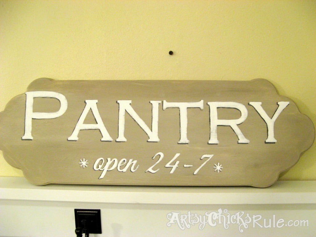 "Open 24-7" Pantry Sign Tutorial - artsychicksrule.com #pantrysign #open247 #diysigntutorial