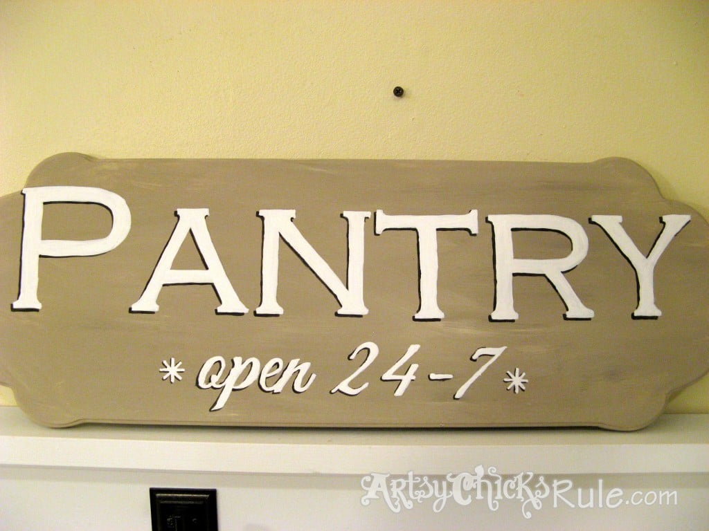 "Open 24-7" Pantry Sign Tutorial - artsychicksrule.com #pantrysign #open247 #diysigntutorial