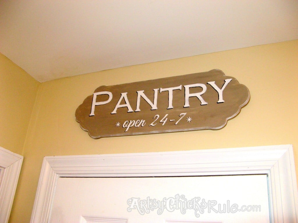 "Open 24-7" Pantry Sign Tutorial - artsychicksrule.com #pantrysign #open247 #diysigntutorial