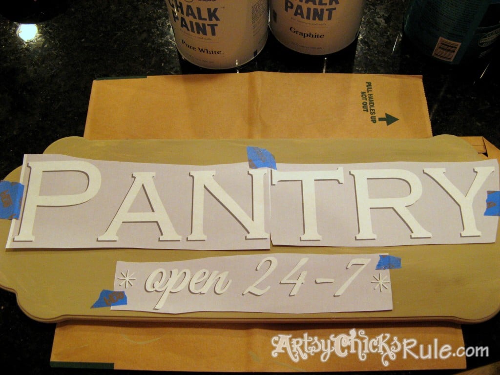 "Open 24-7" Pantry Sign Tutorial - artsychicksrule.com #pantrysign #open247 #diysigntutorial