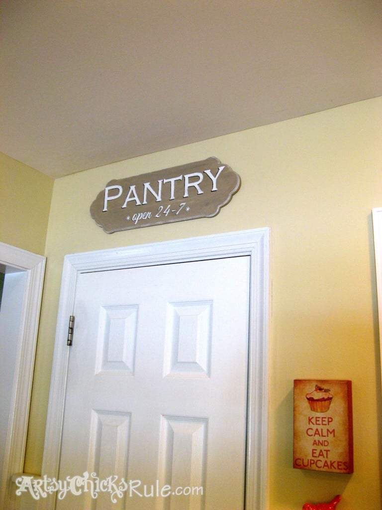 "Open 24-7" Pantry Sign Tutorial - artsychicksrule.com #pantrysign #open247 #diysigntutorial