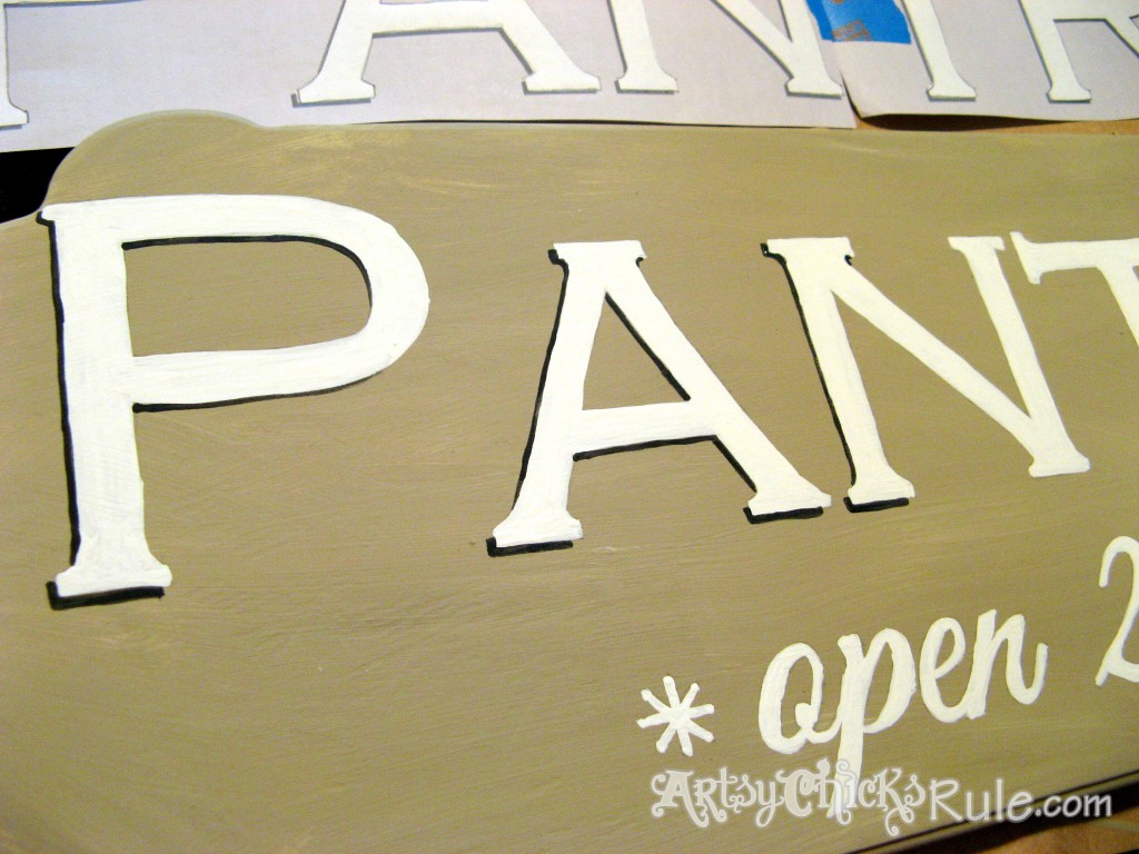 "Open 24-7" Pantry Sign Tutorial - artsychicksrule.com #pantrysign #open247 #diysigntutorial
