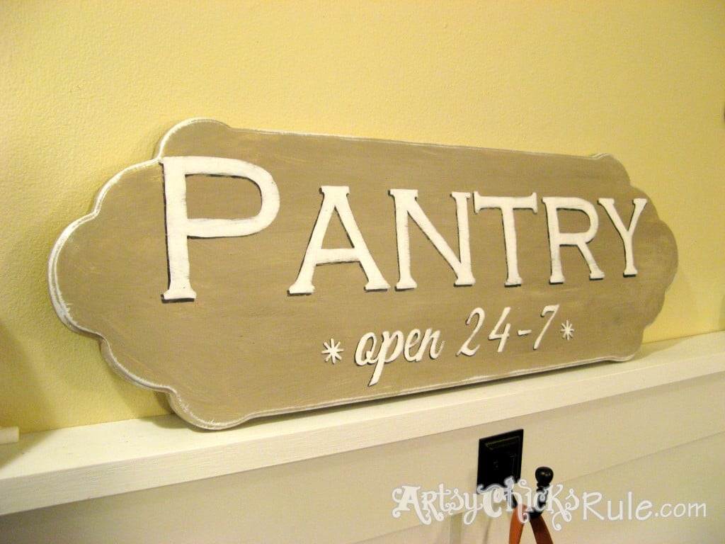 "Open 24-7" Pantry Sign Tutorial - artsychicksrule.com #pantrysign #open247 #diysigntutorial