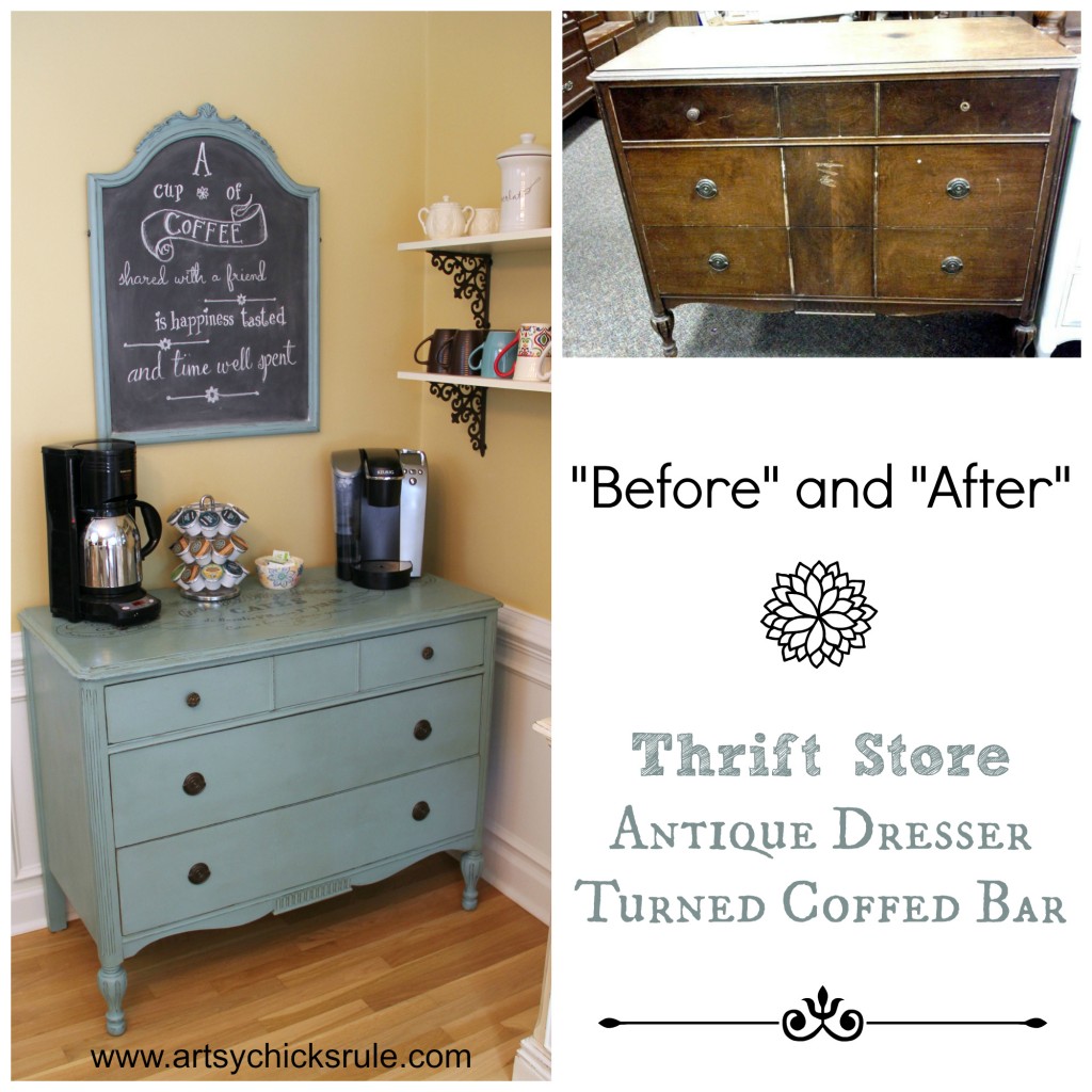 Coffee Bar Before and After - artsychicksrule.com #coffeebar #coffee 