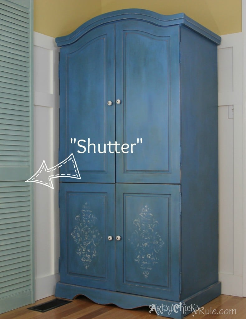 Repurposed Bi-fold Doors into Shutters-Duck Egg Blue Chalk Paint - artsychicksrule.com #cottagedecor #bifolddoors #bifolddoorsrepurposed #diyshutters #repurposedprojects #duckeggblue