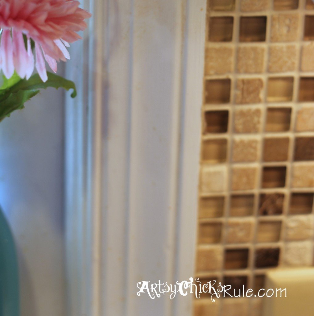 Kitchen Tile Backsplash- Top edge of tile- artsychicksrule.com #backsplash #tile #diy