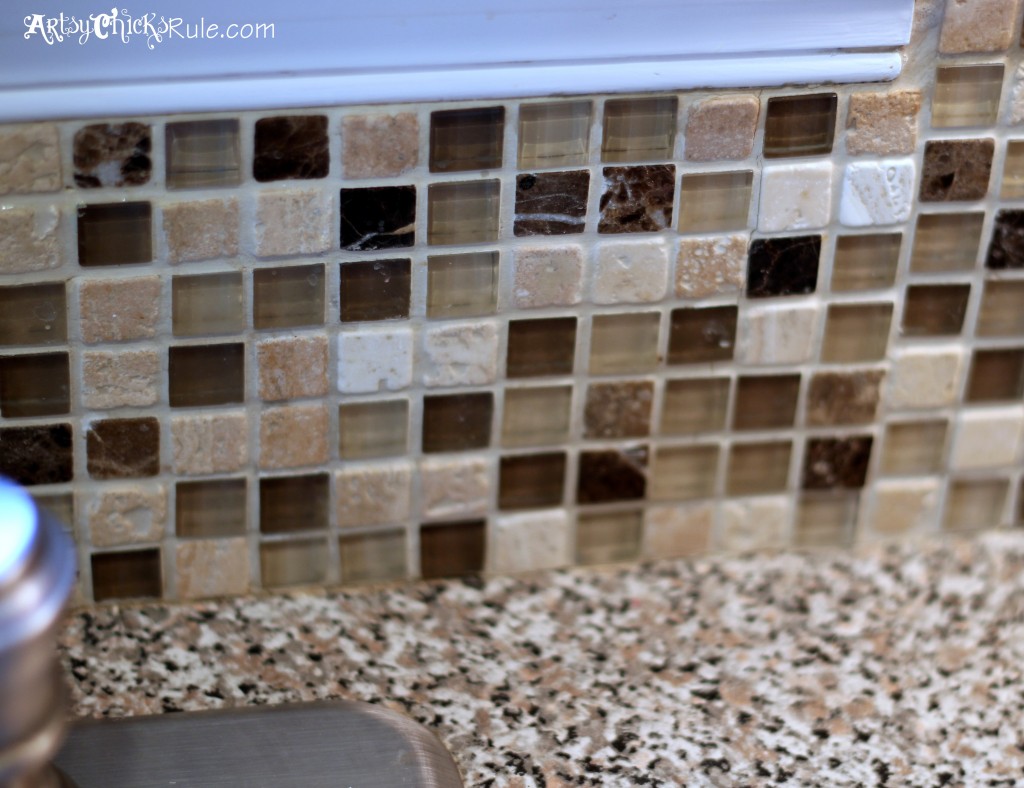 Kitchen Tile Backsplash- edges around trim- artsychicksrule.com #backsplash #tile #diy