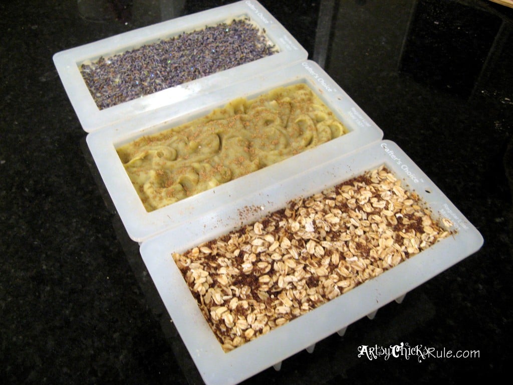 Natural Soap Making - Lavender Milk & Almond, Vetiver & Lime, Buttermilk & Oats artsychicksrule.com #soapmaking #coldprocesssoap #naturalsoap #handmadesoap #homemadesoap #soaptutorial #diysoap