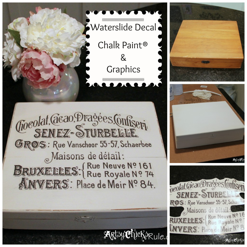 Cigar Box - Annie Sloan Chalk Paint - Waterslide Decal - Collage