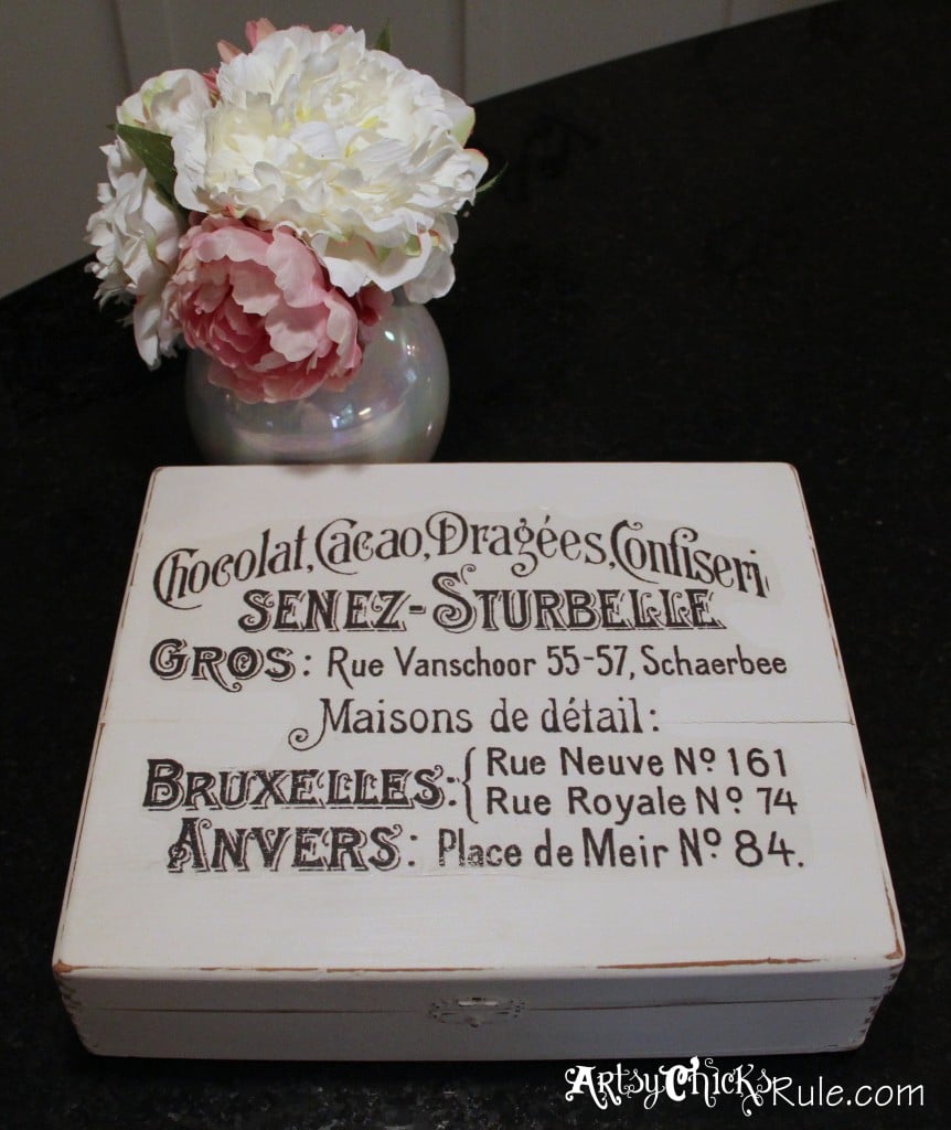Cigar Box painted with Annie Sloan Chalk Paint - Graphic's Fairy graphic complete
