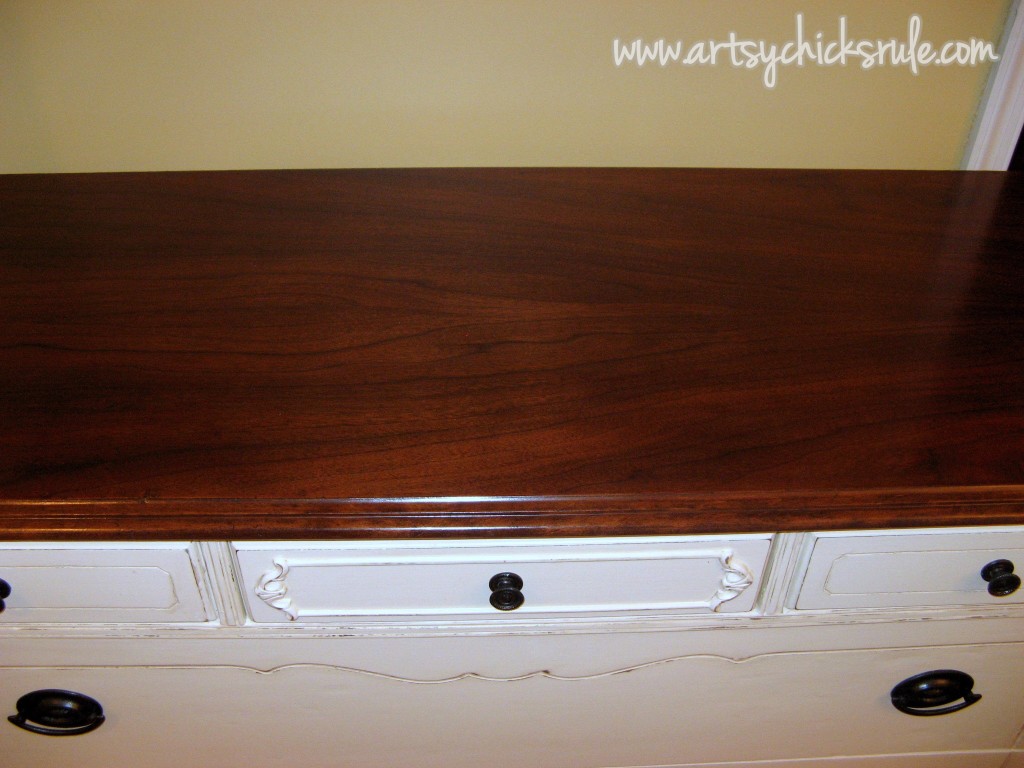 Antique Dresser After Painting- Refinished Top