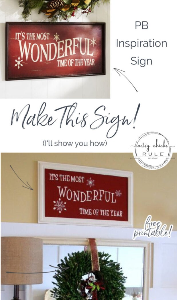 Make This! DIY It's The Most Wonderful Time of The Year sign! artsychicksrule.com #mostwonderfultimeoftheyear #christmasprintable #christmassign