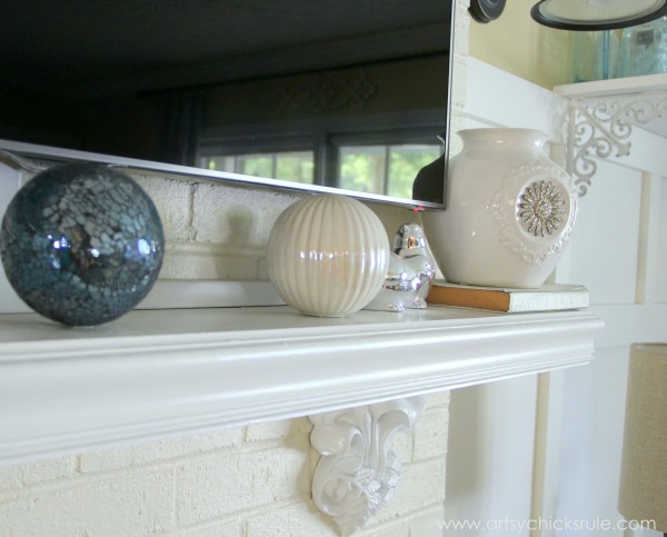 Family Room Makeover - mantel decor -artsychicksrule.com