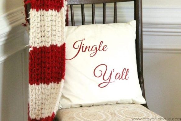 Jingle Y’all – Thrifty Pillow Makeover w/Chalk Paint