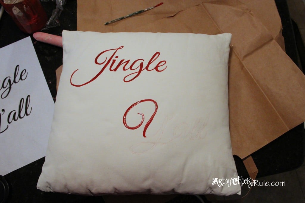 Jingle Y'all Painted Pillow artsychicksrule.com