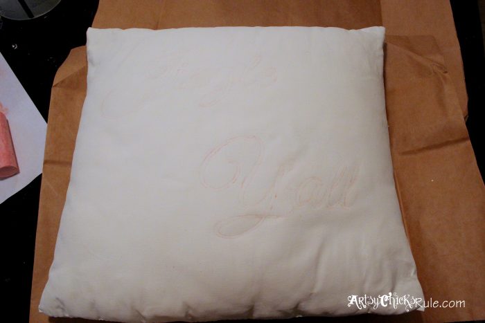 chalk transferred to pillow
