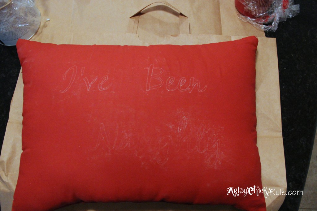 Naughty or Nice Painted Pillow and FREE Printable!! artsychicksrule.com #naughtyornice