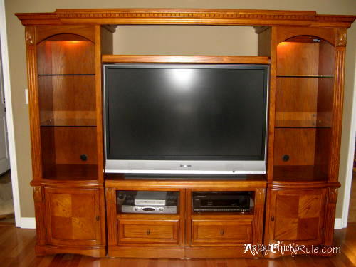 Project - Move the TV- Wall Unit before - artsychicksrule.com #roommakeover