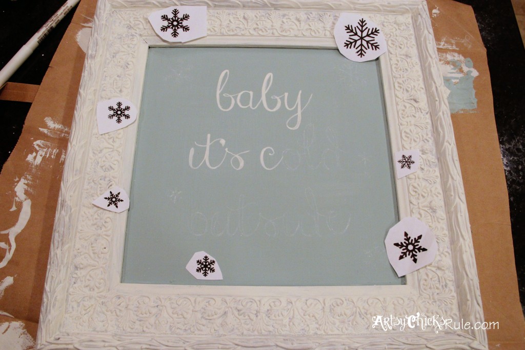 baby, it's cold outside - thrifty artwork - Duck Egg Blue Chalk Paint -painting in the graphics artsychicksrule.com