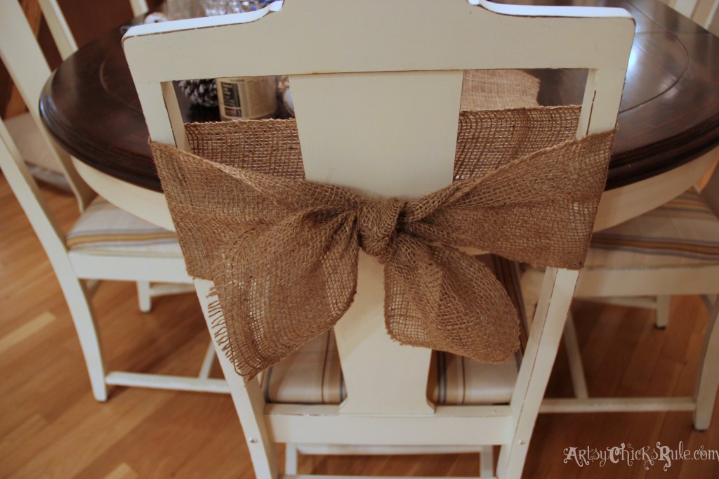 Burlap Chair wrap with simple knot