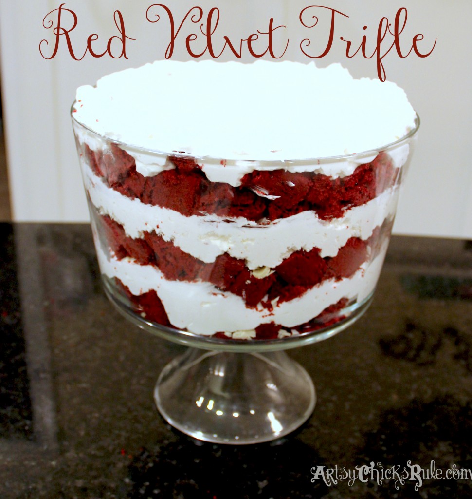 Finished Red Velvet Trifle- #redvelvet arstychicksrule.com